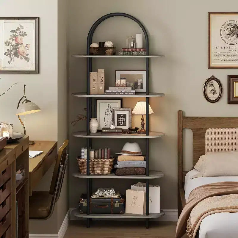71 5 Tier Metal Collapsible Book Shelf, Portable Freestanding Bookcase Storage Organizer for Home Office Living Room