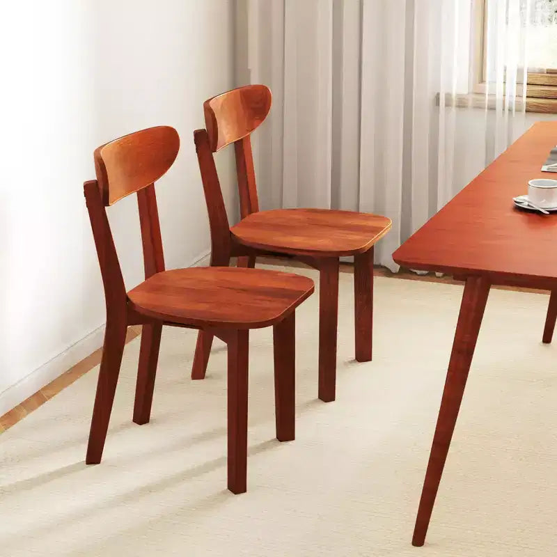 Costway Solid Wood Dining Chair Set of 2 w/ Curved Backrest & Rubber Wood Frame
