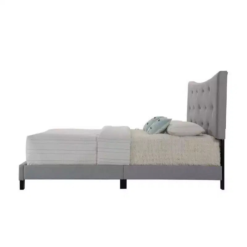 Royal Hampton Contemporary Style Upholstered Queen Bed, Grey