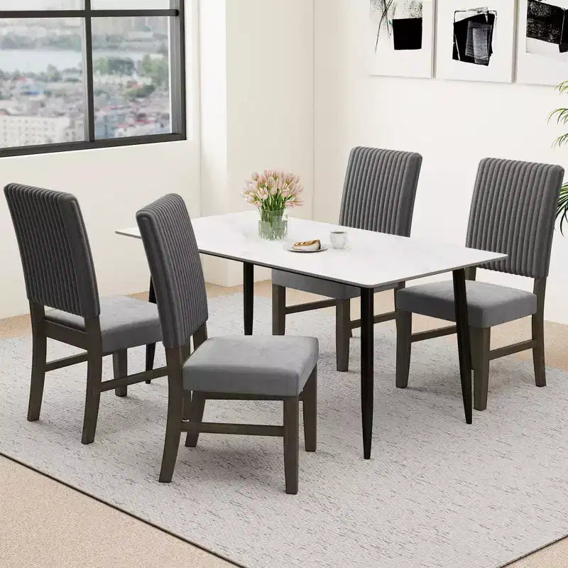 Costway Dining Chair Set of 4 Mid-Century Modern Velvet Fabric Upholstered Chairs