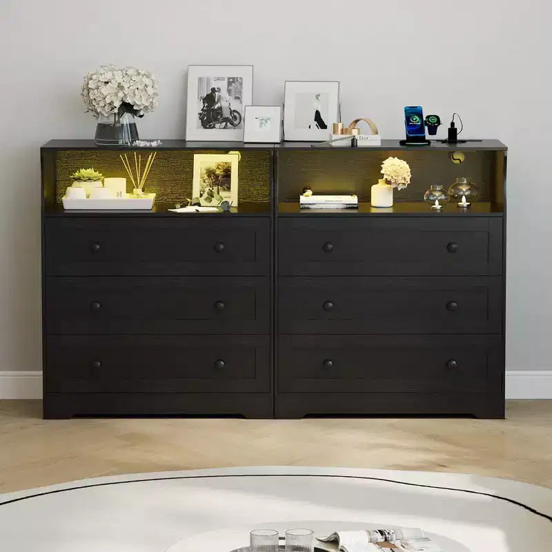 Small Wood Dresser with 3 Drawers, Wooden Dresser for Bedroom Closet Bedside Nightstand, Narrow Chest of Drawers , 15.7 D x 31.5 W x 37.2 H
