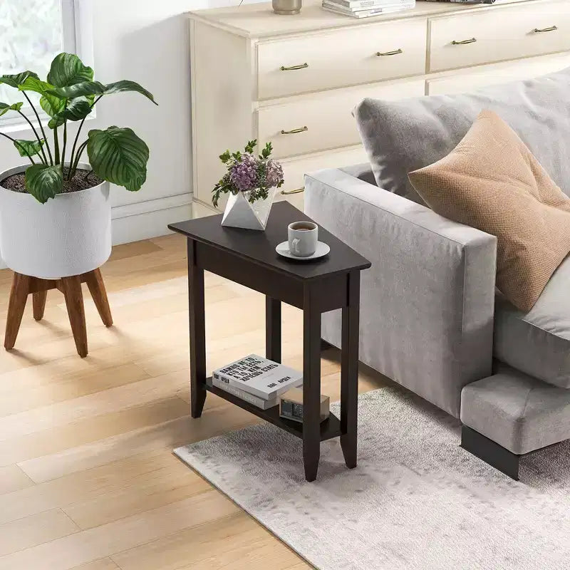 Costway 2-Tier End Table Irregular Narrow Sofa Side Nightstand w/ Storage Shelf