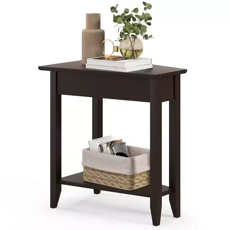 Costway 2-Tier End Table Irregular Narrow Sofa Side Nightstand w/ Storage Shelf