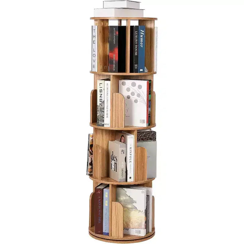 4 Tier Rotating Bookcase, 360 Degree Spinning Shelf for Living Room, Multi Functional Storage Organizer for Kids and Adults, Space Saving Design