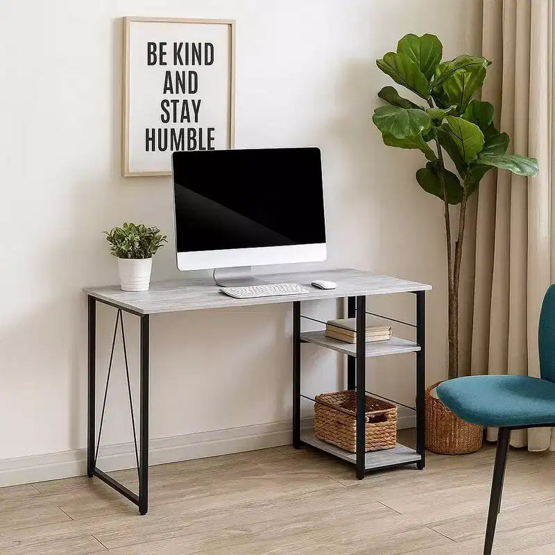 Royal Hampton Writing Desk with Rustic Wood Finish, Antique White and Black