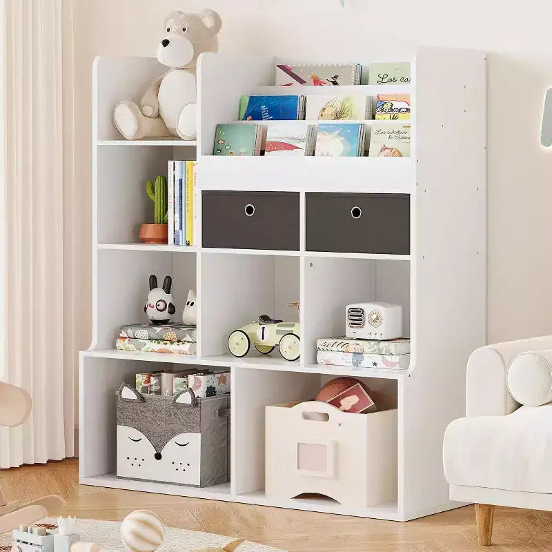 Children's Bookshelf with 2 Drawers & 3 Sling Shelves, Book & Toy Storage Organizer for Playroom, Bedroom, Classroom
