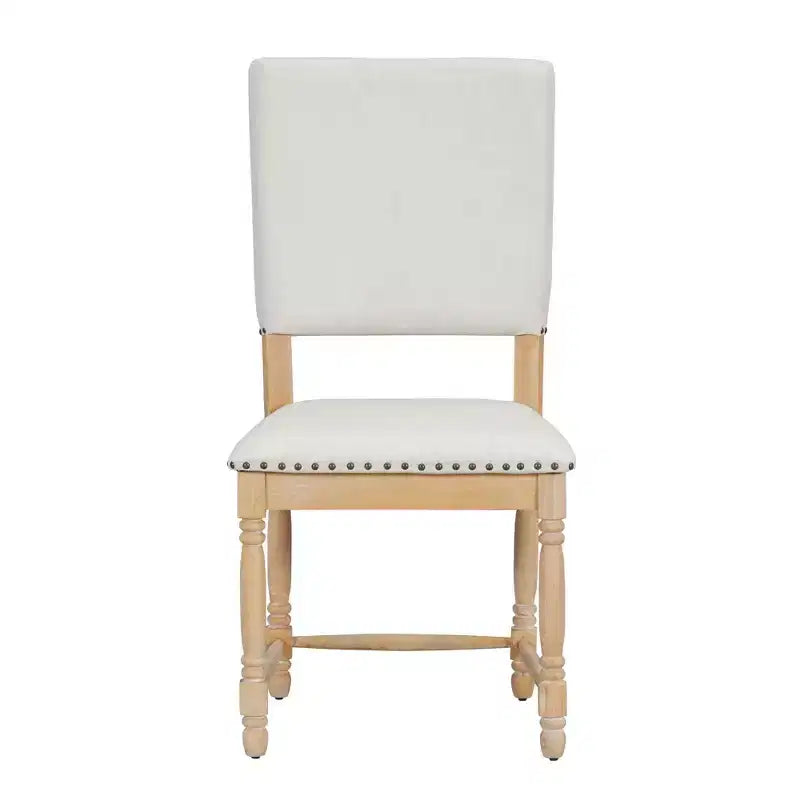MAYEERTY 2-Piece Vintage Upholstered Dining Chairs, Padded Backs, Dining Room, Natural