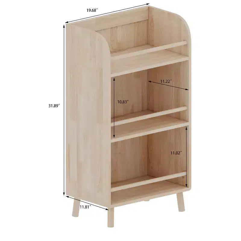 TUYOHW 3-Tier Kids Bookshelf,37/46 H Toddler Toy Storage Organizer with Wood Legs,Bookcase for Nursery,Hallway,Living Room,Playroom