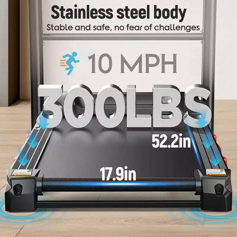 Tapis de course pliable avec inclinaison automatique Moteur 4,8 CV, inclinaison 20 %, moniteur de fréquence cardiaque, haut-parleurs Bluetooth, capacité de 136 kg
