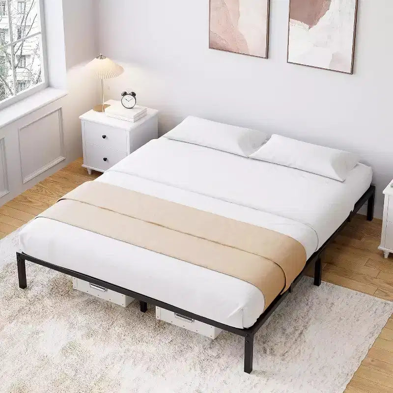 12 Inch Full Size Heavy Duty Metal Platform Bed, Black Bed Frame with No Box Spring Needed, Quiet Design Easy Assembly for Bedroom