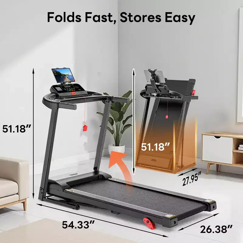Tapis de course 3.25 CV en solde pour la maison, tapis de course électrique capacité 136 kg, tapis de course pliable avec inclinaison, machine de course avec 64 programmes prédéfinis