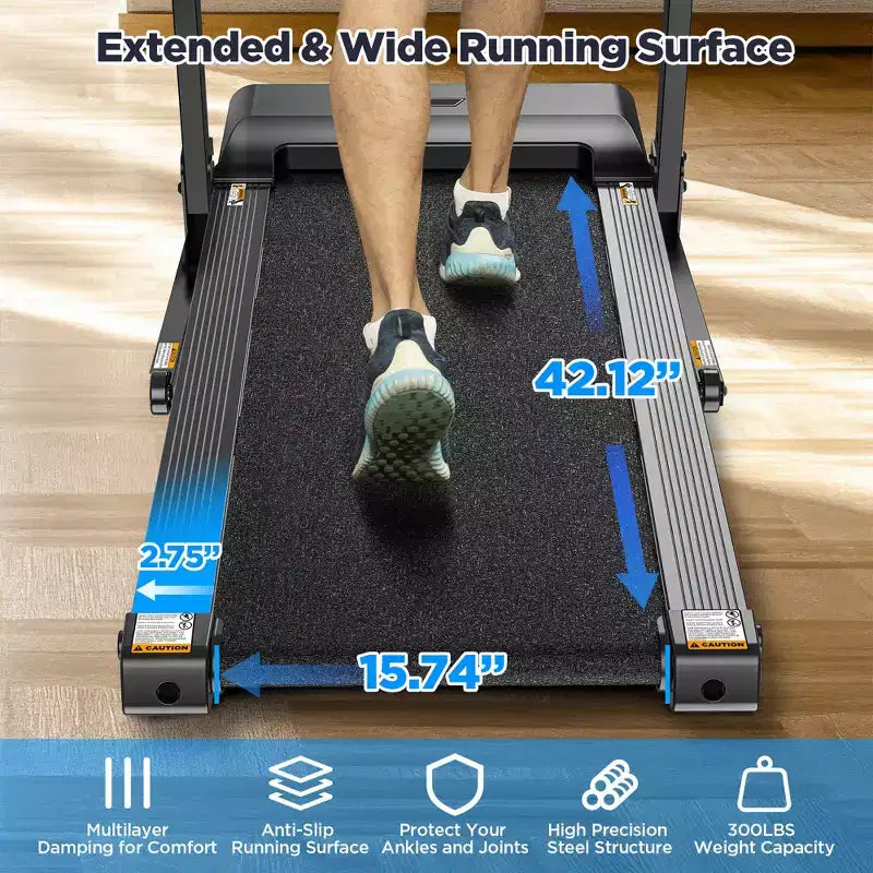 Tapis de course 3.25 CV en solde pour la maison, tapis de course électrique capacité 136 kg, tapis de course pliable avec inclinaison, machine de course avec 64 programmes prédéfinis