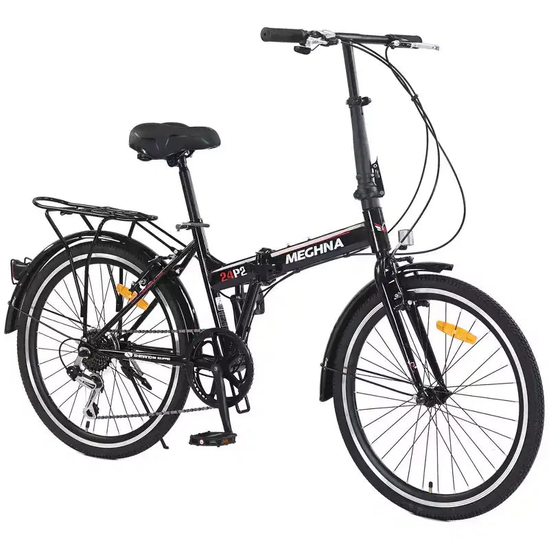 Vélo pliant de ville 24 pouces, cadre en acier, 7 vitesses, cadre en acier à haute résistance, freins en V