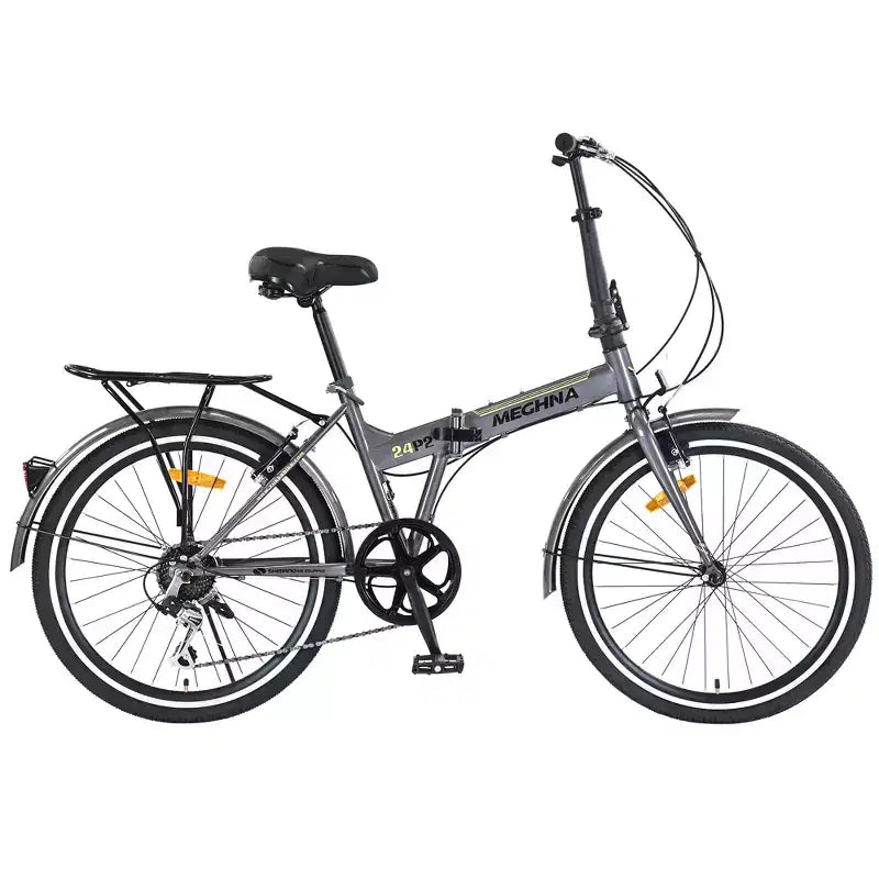 Vélo pliant de ville 24 pouces, cadre en acier, 7 vitesses, cadre en acier à haute résistance, freins en V