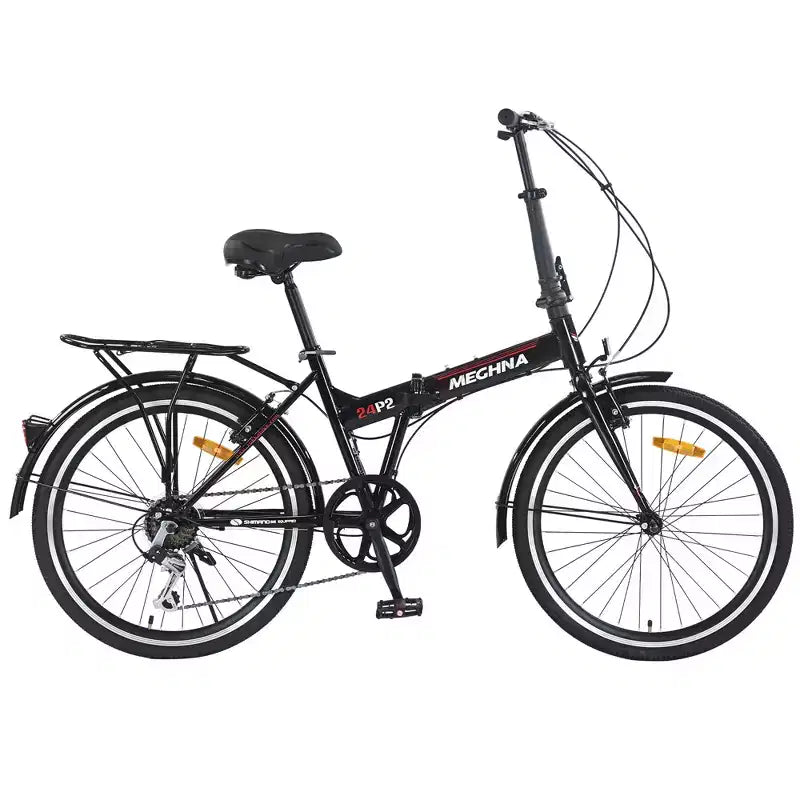 Vélo pliant de ville 24 pouces, cadre en acier, 7 vitesses, cadre en acier à haute résistance, freins en V