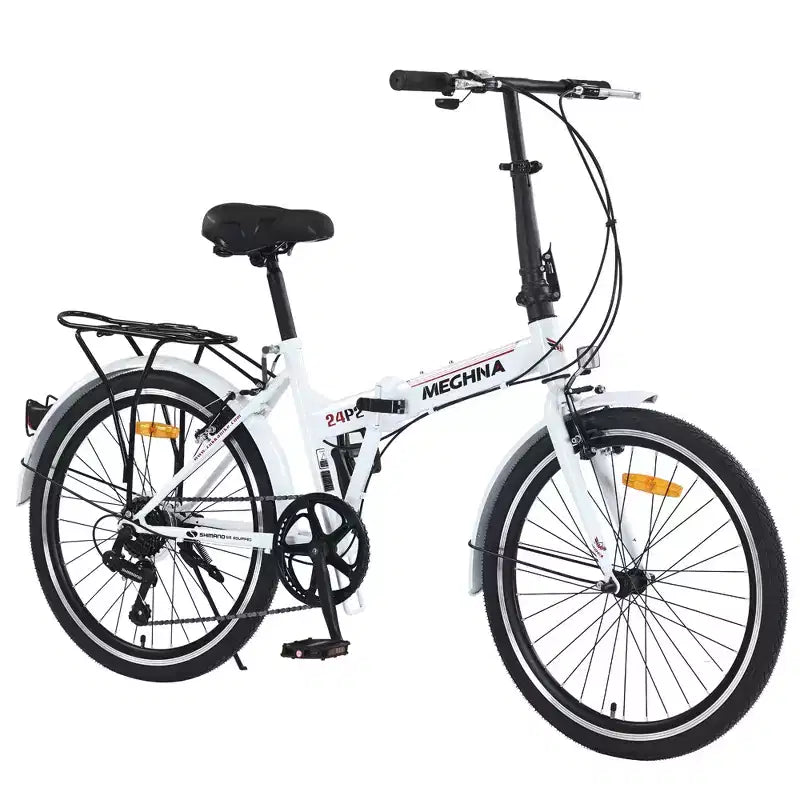 Vélo pliant de ville 24 pouces, cadre en acier, 7 vitesses, cadre en acier à haute résistance, freins en V