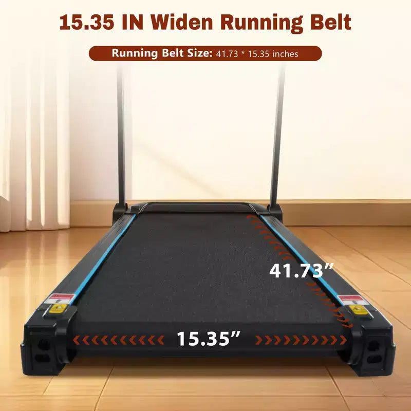 Tapis de course pliable Okak 3.5HP avec inclinaison et système hydraulique, tapis de course pour la maison avec capteurs de fréquence cardiaque et haut-parleur Bluetooth, noir