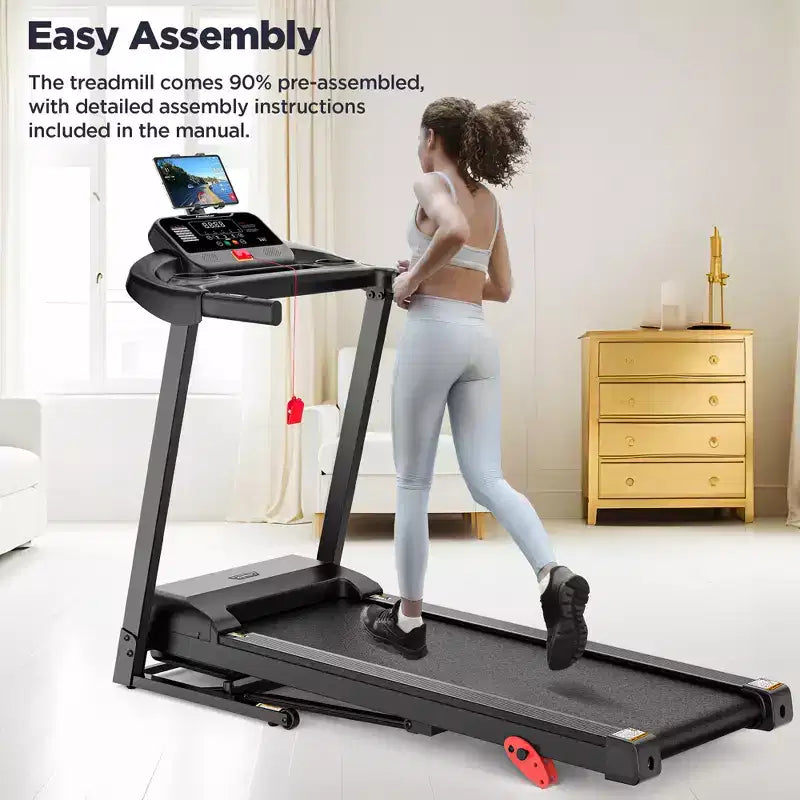 Tapis de course 3CV 136kg avec 64+3+4 programmes, 3 inclinaisons réglables, tapis de course pliable pour la course et le jogging à domicile, vitesse de 16km/h, haut-parleurs Bluetooth HiFi