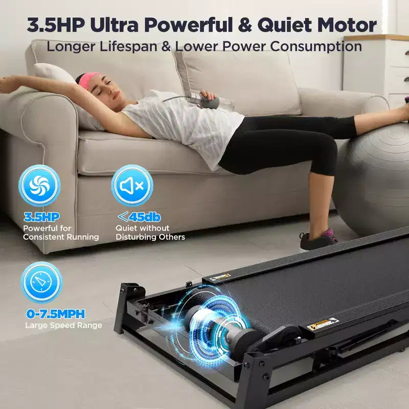 Tapis de course 3CV 136kg avec 64+3+4 programmes, 3 inclinaisons réglables, tapis de course pliable pour la course et le jogging à domicile, vitesse de 16km/h, haut-parleurs Bluetooth HiFi