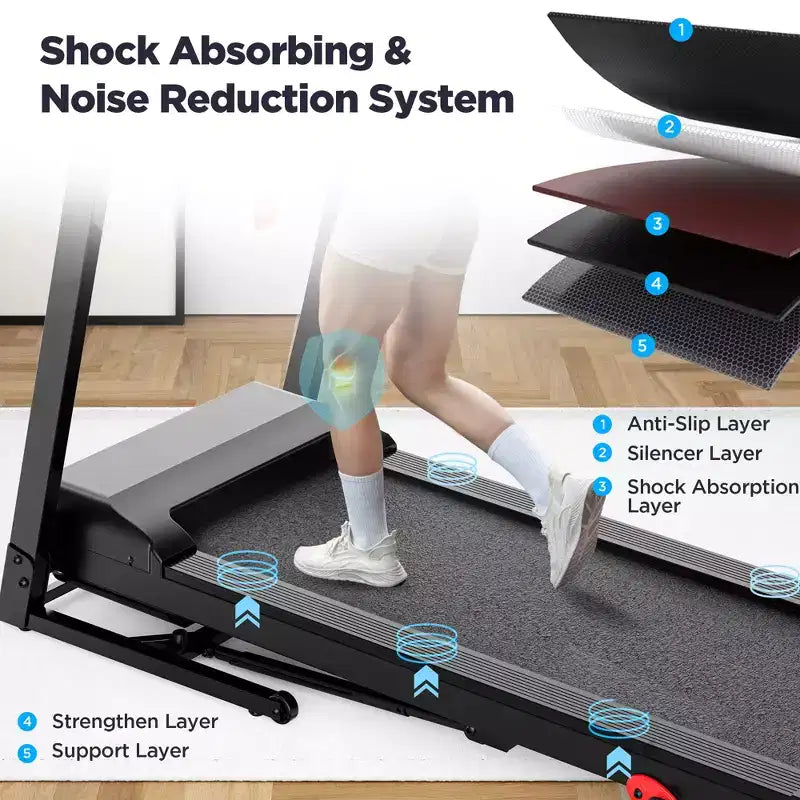 Tapis de course 3CV 136kg avec 64+3+4 programmes, 3 inclinaisons réglables, tapis de course pliable pour la course et le jogging à domicile, vitesse de 16km/h, haut-parleurs Bluetooth HiFi