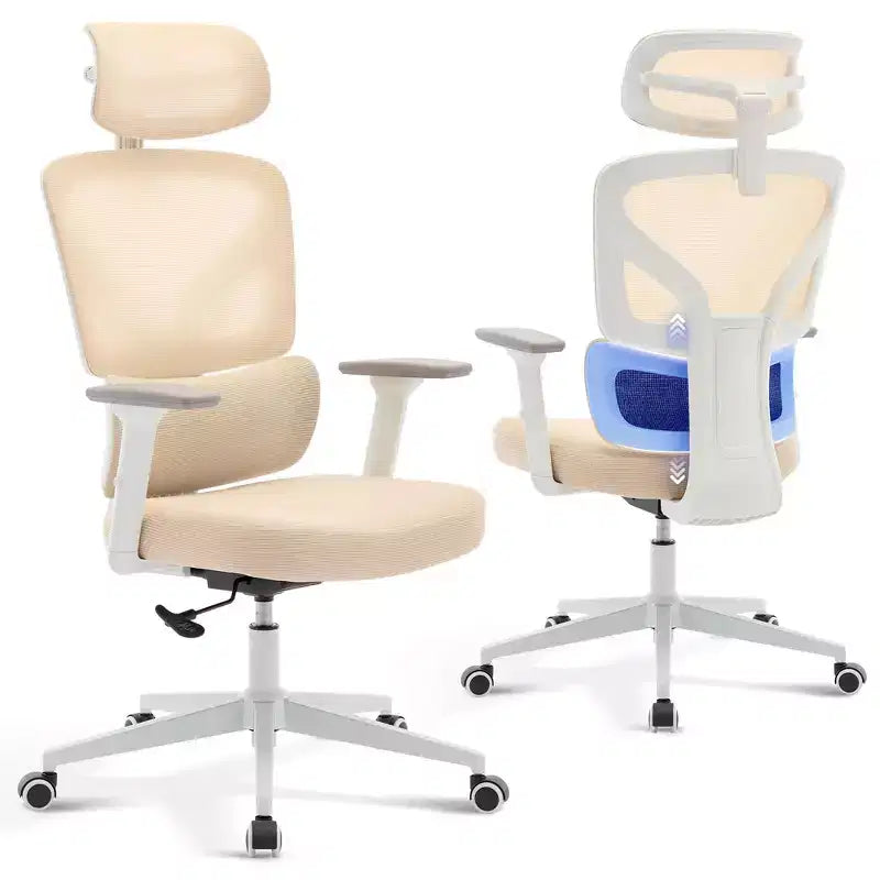 Chaise de bureau ergonomique à dossier haut, chaise de jeu en maille respirante avec support lombaire réglable et accoudoirs 3D