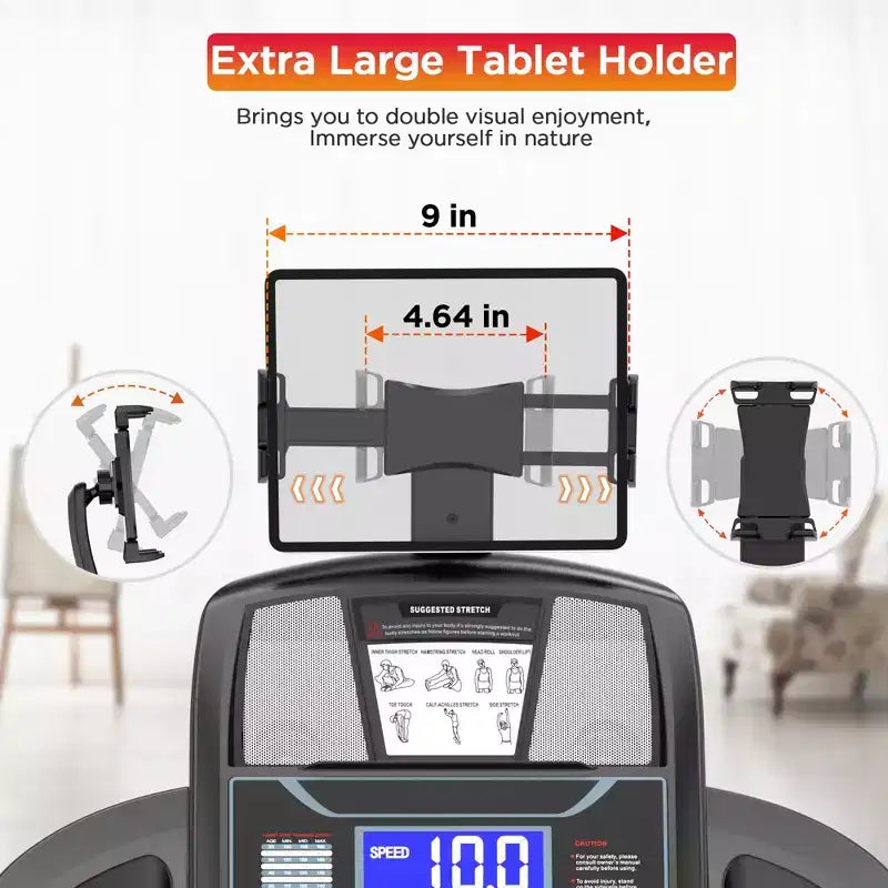 Tapis de course pliable pour usage domestique avec moteur de 4,75 CV, capacité de 136 kg, inclinaison sur 20 niveaux, 71 programmes d'entraînement, Bluetooth et prise en charge d'applications