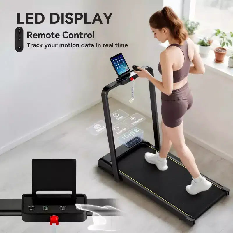 Tapis roulant pliable pour la maison avec inclinaison Moteur silencieux de 2 CV Tapis de course compact avec écran LED