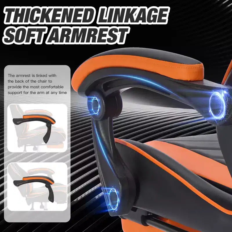 TUYOHW Chaise de bureau gaming pivotante à 360° avec roulettes, dossier inclinable, hauteur d'assise et repose-pieds réglables, chaise de jeu ergonomique, charge maximale 136 kg