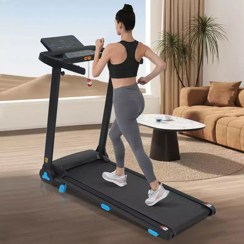 Tapis de course pliable silencieux Whisen 3.0HP, capacité de 136 kg, équipement d'exercice à domicile avec inclinaison, capteurs de fréquence cardiaque - Noir