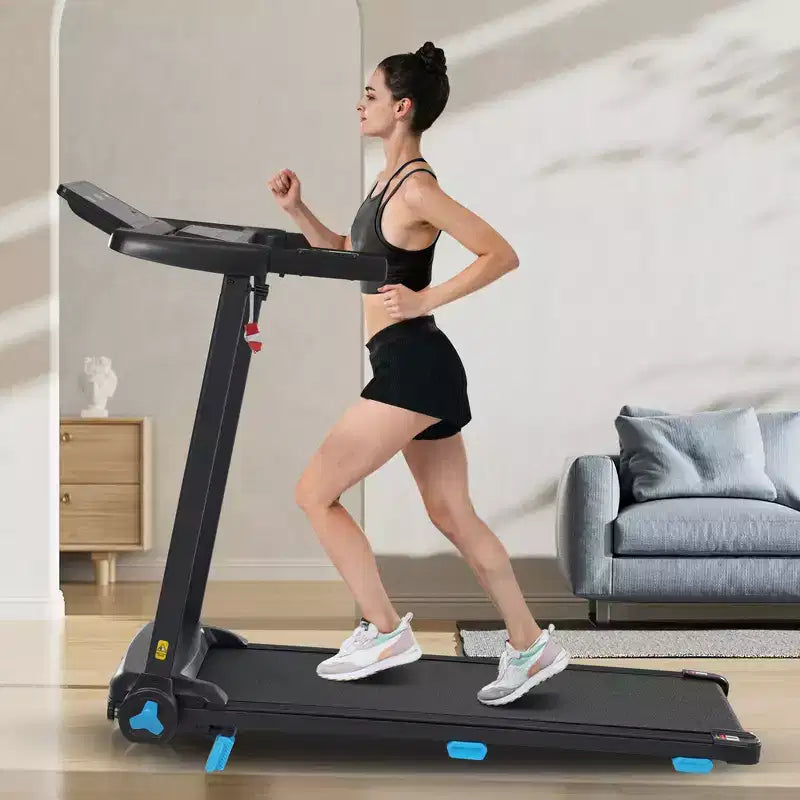 Tapis de course pliable silencieux Whisen 3.0HP, capacité de 136 kg, équipement d'exercice à domicile avec inclinaison, capteurs de fréquence cardiaque - Noir