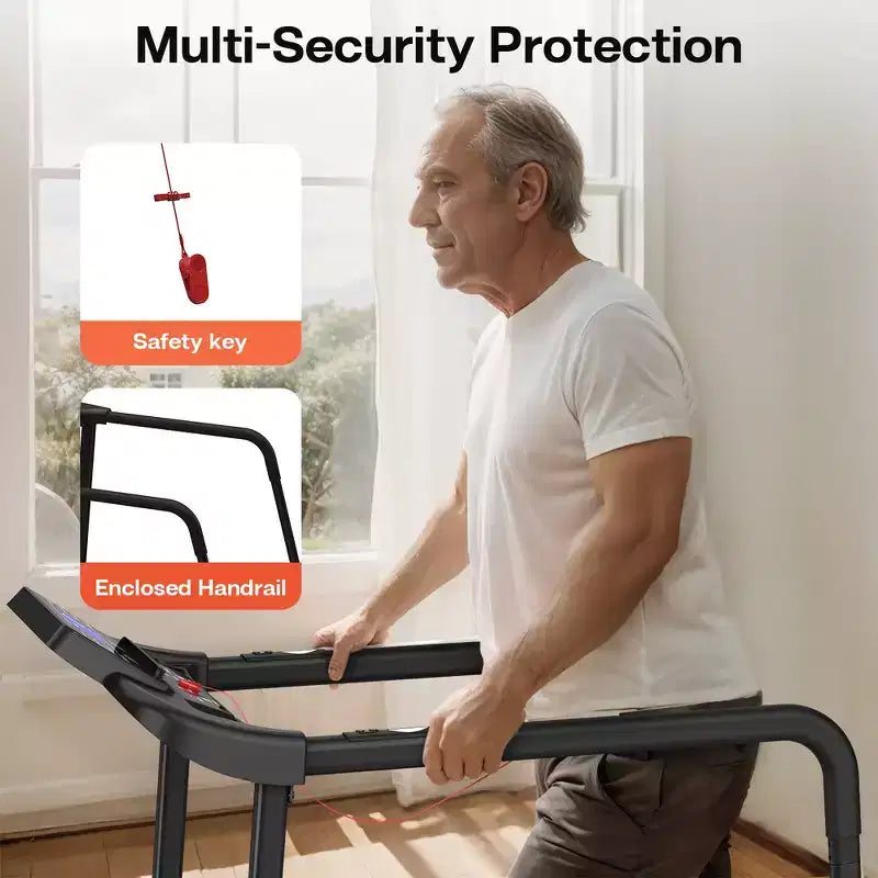 Tapis de marche Whisen pour personnes âgées, machine d'exercice pliable avec conception structurelle stable et sûre - Noir