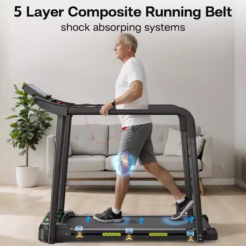 Tapis de marche Whisen pour personnes âgées, machine d'exercice pliable avec conception structurelle stable et sûre - Noir