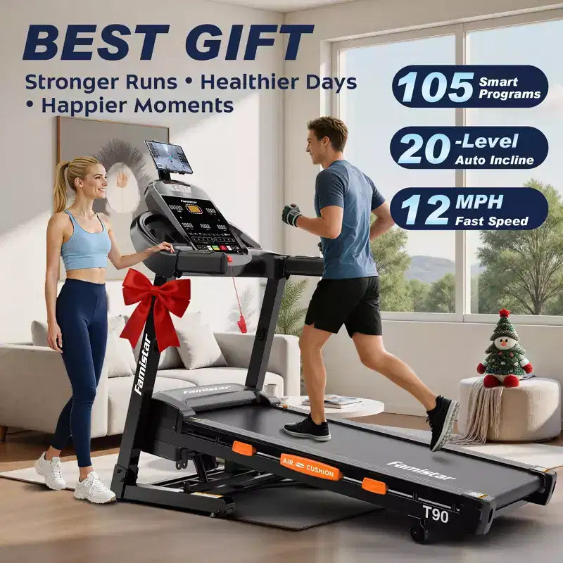 Tapis de course à inclinaison automatique de 20 %, capacité de 180 kg, tapis de course pliable de 5 CV pour la maison, machine de course/marche portable avec écran LCD, haut-parleurs HiFi, application intelligente