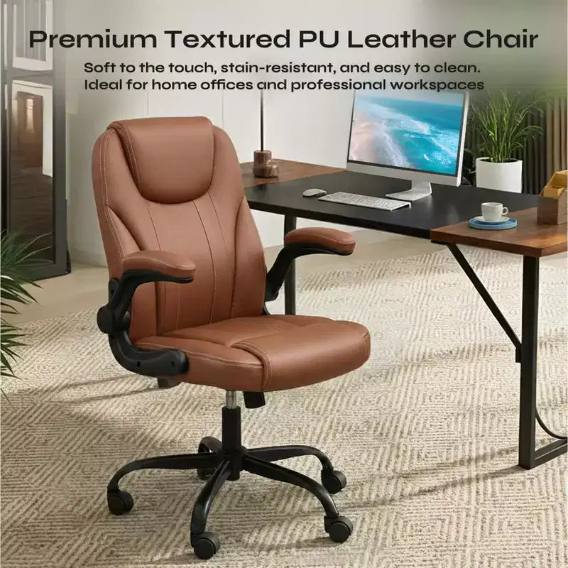 Chaise de bureau ergonomique Pinmoco avec coussin double couche, chaise de jeu avec roulettes et accoudoirs relevables, cuir PU