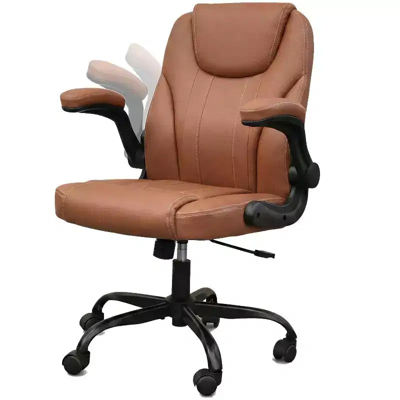 Chaise de bureau ergonomique Pinmoco avec coussin double couche, chaise de jeu avec roulettes et accoudoirs relevables, cuir PU