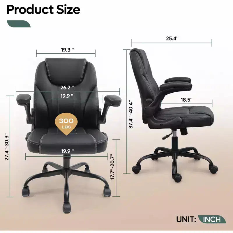 Chaise de bureau ergonomique Pinmoco avec coussin double couche, chaise de jeu avec roulettes et accoudoirs relevables, cuir PU