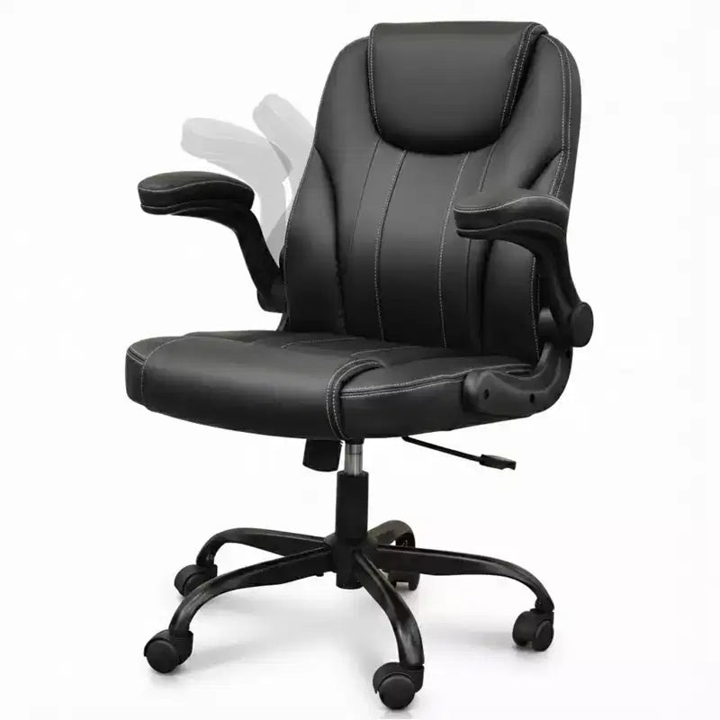 Chaise de bureau ergonomique Pinmoco avec coussin double couche, chaise de jeu avec roulettes et accoudoirs relevables, cuir PU
