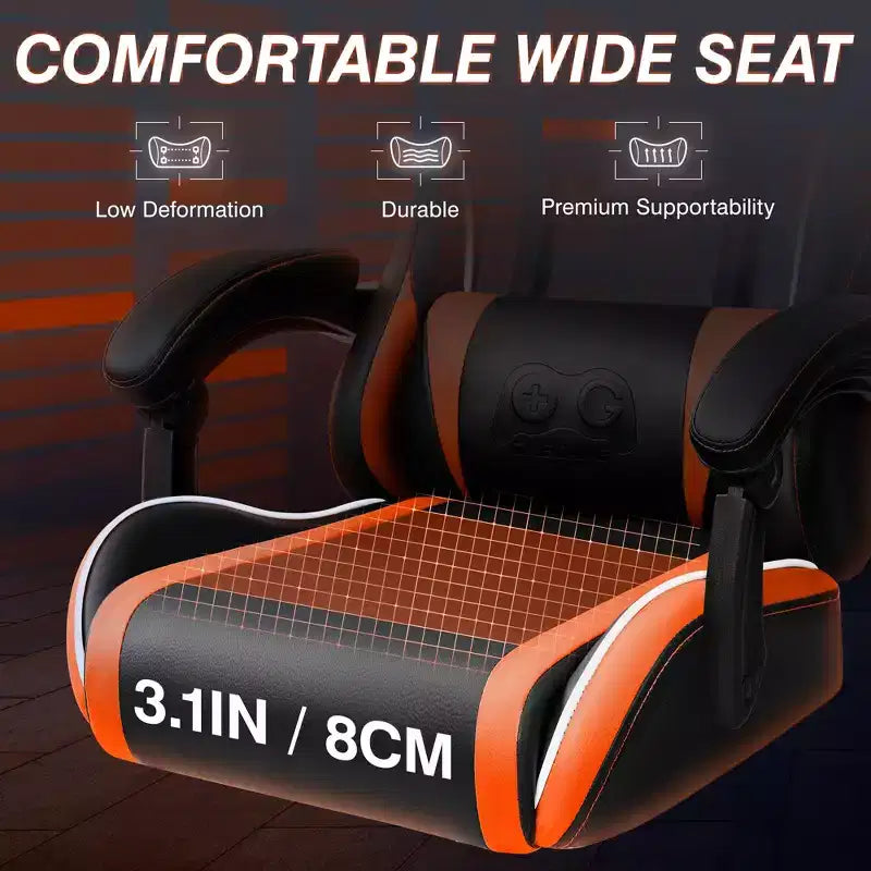 Fauteuil de bureau exécutif en cuir KERDOM, Fauteuil de bureau ergonomique à dossier haut avec support lombaire et accoudoirs rembourrés