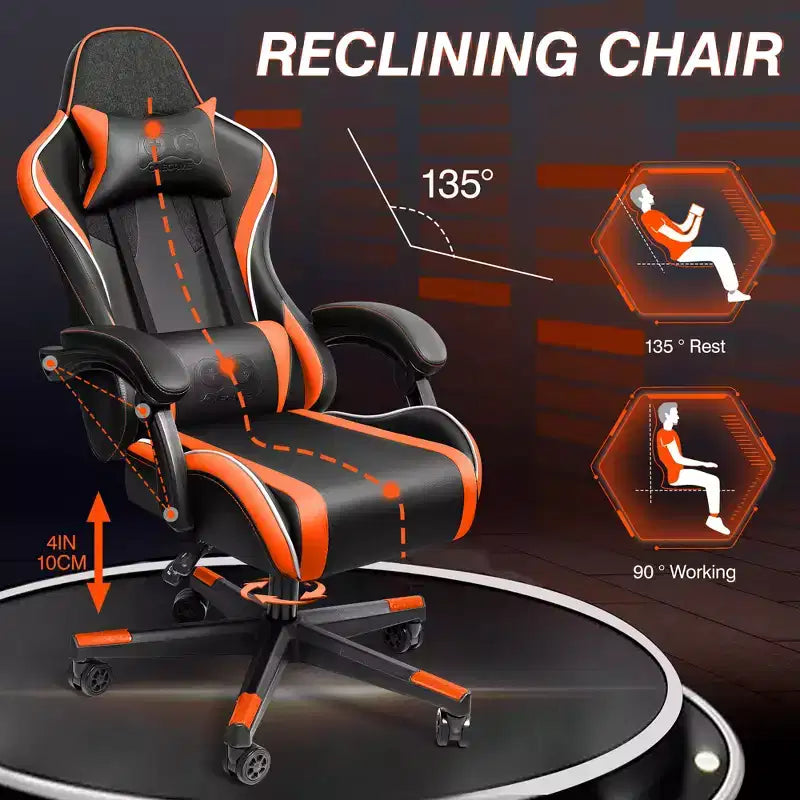 Fauteuil de bureau exécutif en cuir KERDOM, Fauteuil de bureau ergonomique à dossier haut avec support lombaire et accoudoirs rembourrés