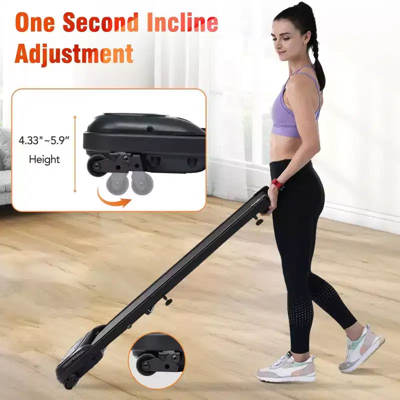 Tapis de marche Whisen pour exercice sous le bureau, tapis de course à domicile avec inclinaison pour petits espaces - Noir