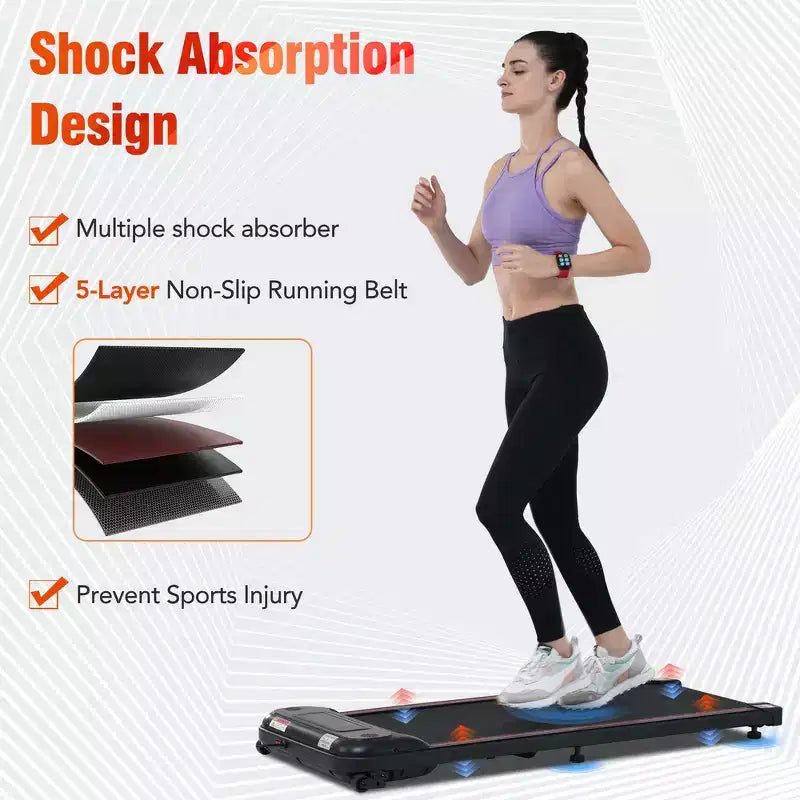 Tapis de marche Whisen pour exercice sous le bureau, tapis de course à domicile avec inclinaison pour petits espaces - Noir
