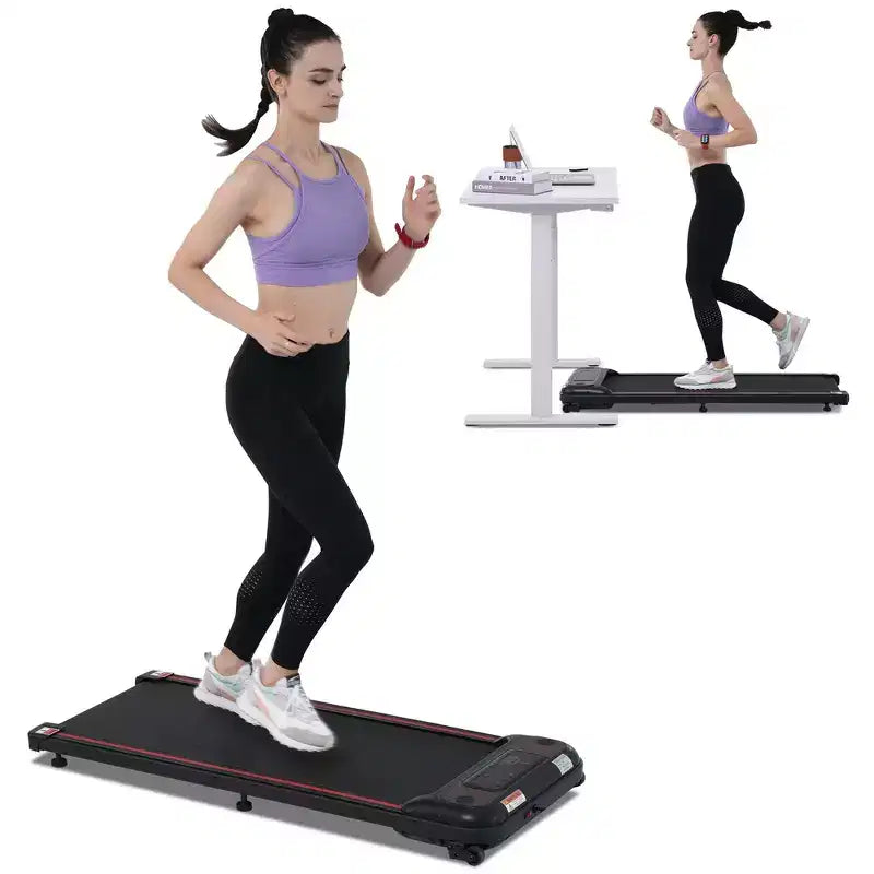 Tapis de marche Whisen pour exercice sous le bureau, tapis de course à domicile avec inclinaison pour petits espaces - Noir