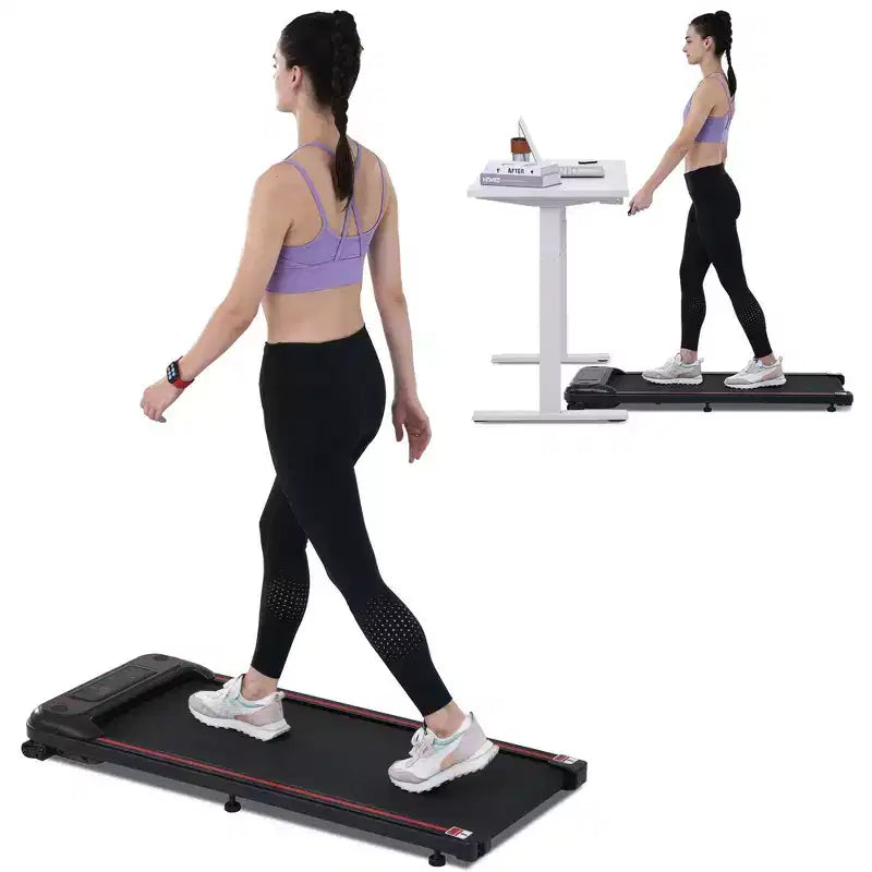 Tapis de marche Whisen pour exercice sous le bureau, tapis de course à domicile avec inclinaison pour petits espaces - Noir