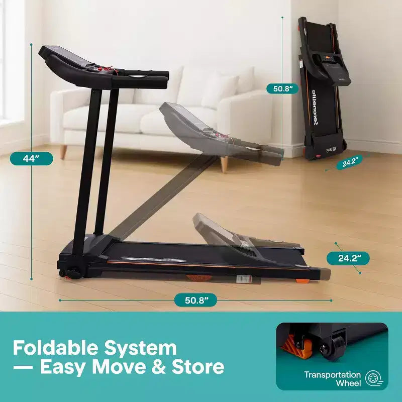 Tapis de course numérique intelligent pliable SereneLife – 12 programmes prédéfinis (SLFTRD40BT)