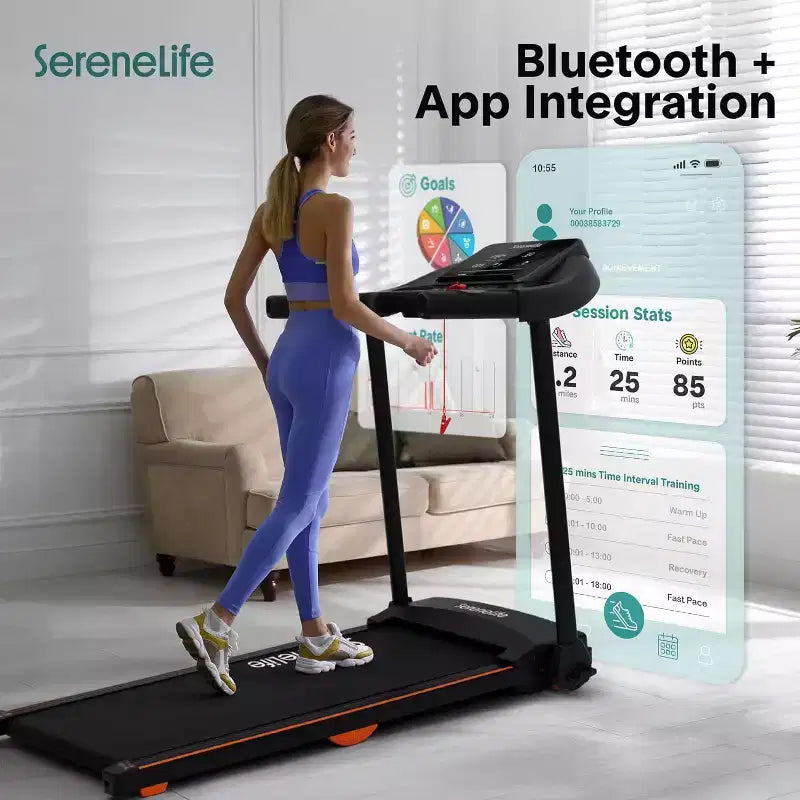 Tapis de course numérique intelligent pliable SereneLife – 12 programmes prédéfinis (SLFTRD40BT)