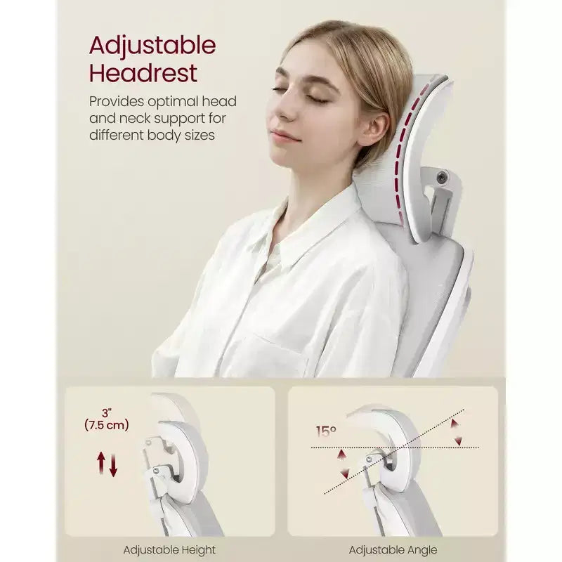 VASAGLE Chaise de Bureau Ergonomique en Maille avec Support Lombaire et Appui-tête Réglables, Fonction d'Inclinaison 90-105°, Siège Large, Accoudoirs Relevables