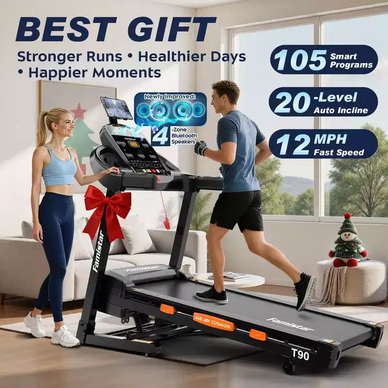 Tapis de course 4-en-1 avec inclinaison de 20 %, tapis de course portables pour la maison avec poignée, tapis de course pliables, 5 CV, 105 programmes