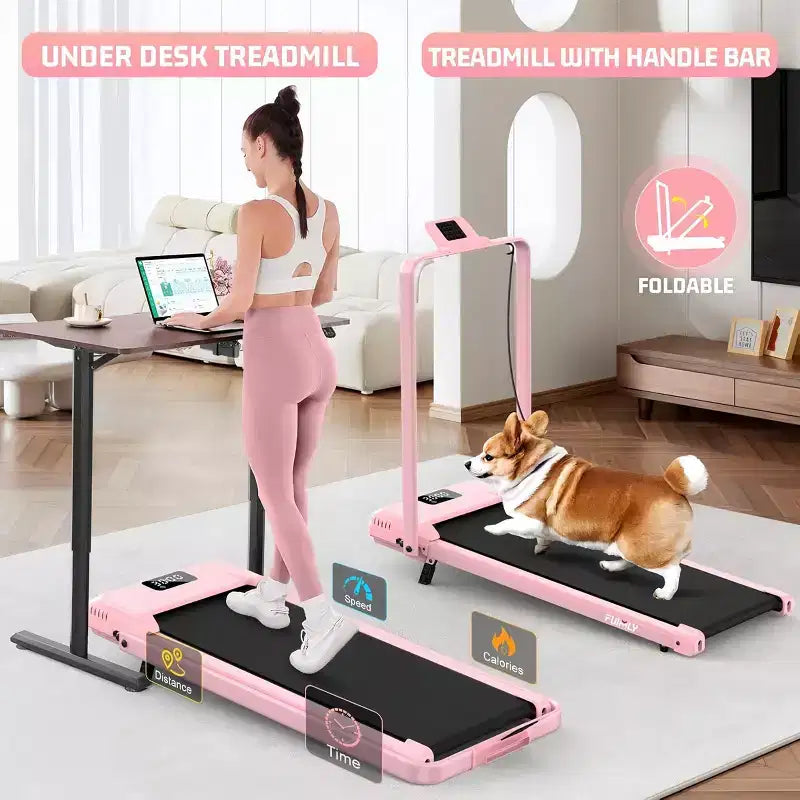 Tapis de Course Pliable HOMDOX Amélioré avec 12% d'Inclinaison|Barre de Maintien|3,5 CV|Absorption des Chocs, Compact pour la Maison/le Bureau/la Salle de Sport et Capacité de 180 kg