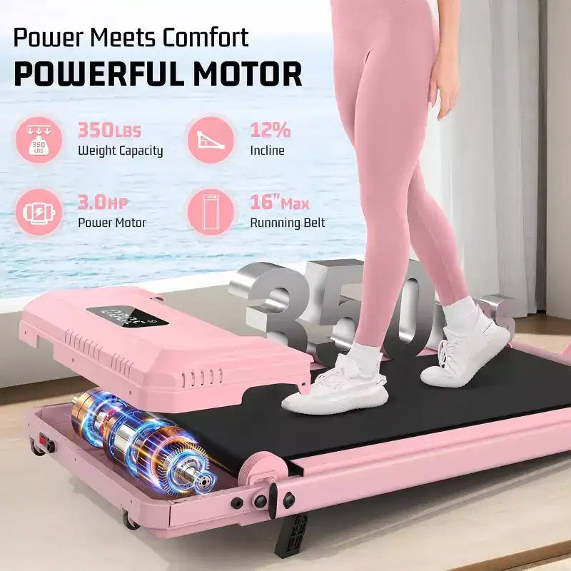 Tapis de Course Pliable HOMDOX Amélioré avec 12% d'Inclinaison|Barre de Maintien|3,5 CV|Absorption des Chocs, Compact pour la Maison/le Bureau/la Salle de Sport et Capacité de 180 kg