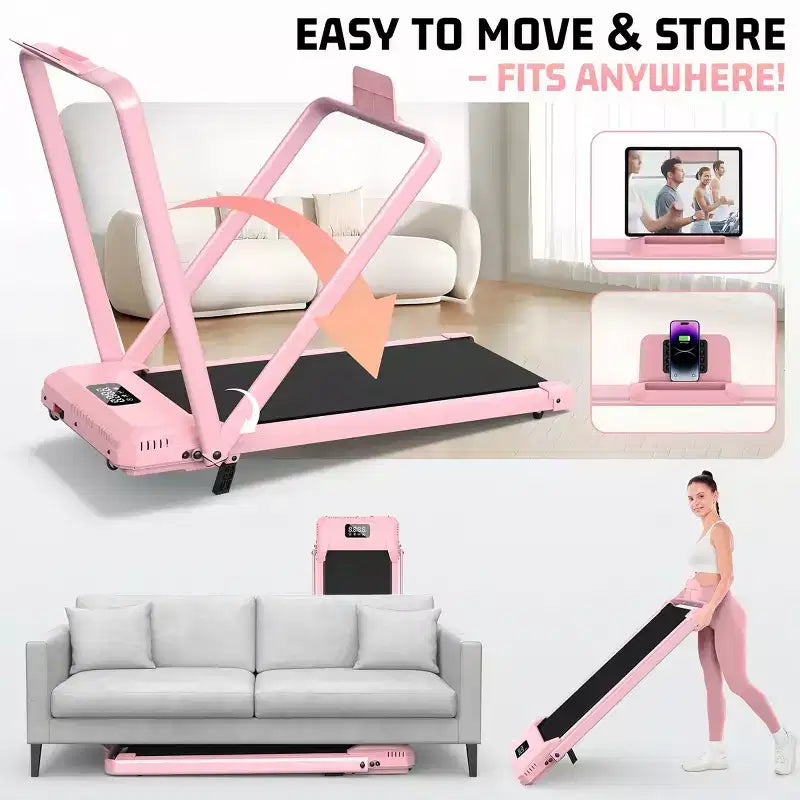 Tapis de Course Pliable HOMDOX Amélioré avec 12% d'Inclinaison|Barre de Maintien|3,5 CV|Absorption des Chocs, Compact pour la Maison/le Bureau/la Salle de Sport et Capacité de 180 kg